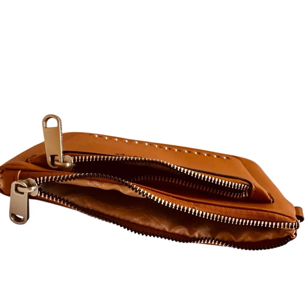 French Connection Lucy Honey Brown Zip Clutch